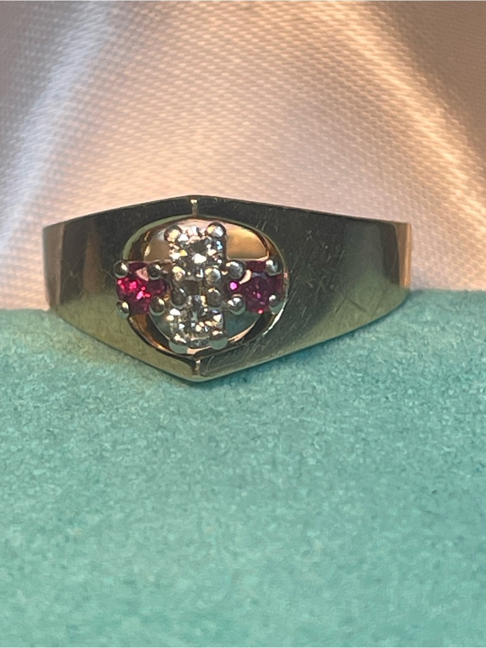 14k Yellow and White Gold Ruby and Diamond Ring with Appraisal size 6.5 4.62 gr